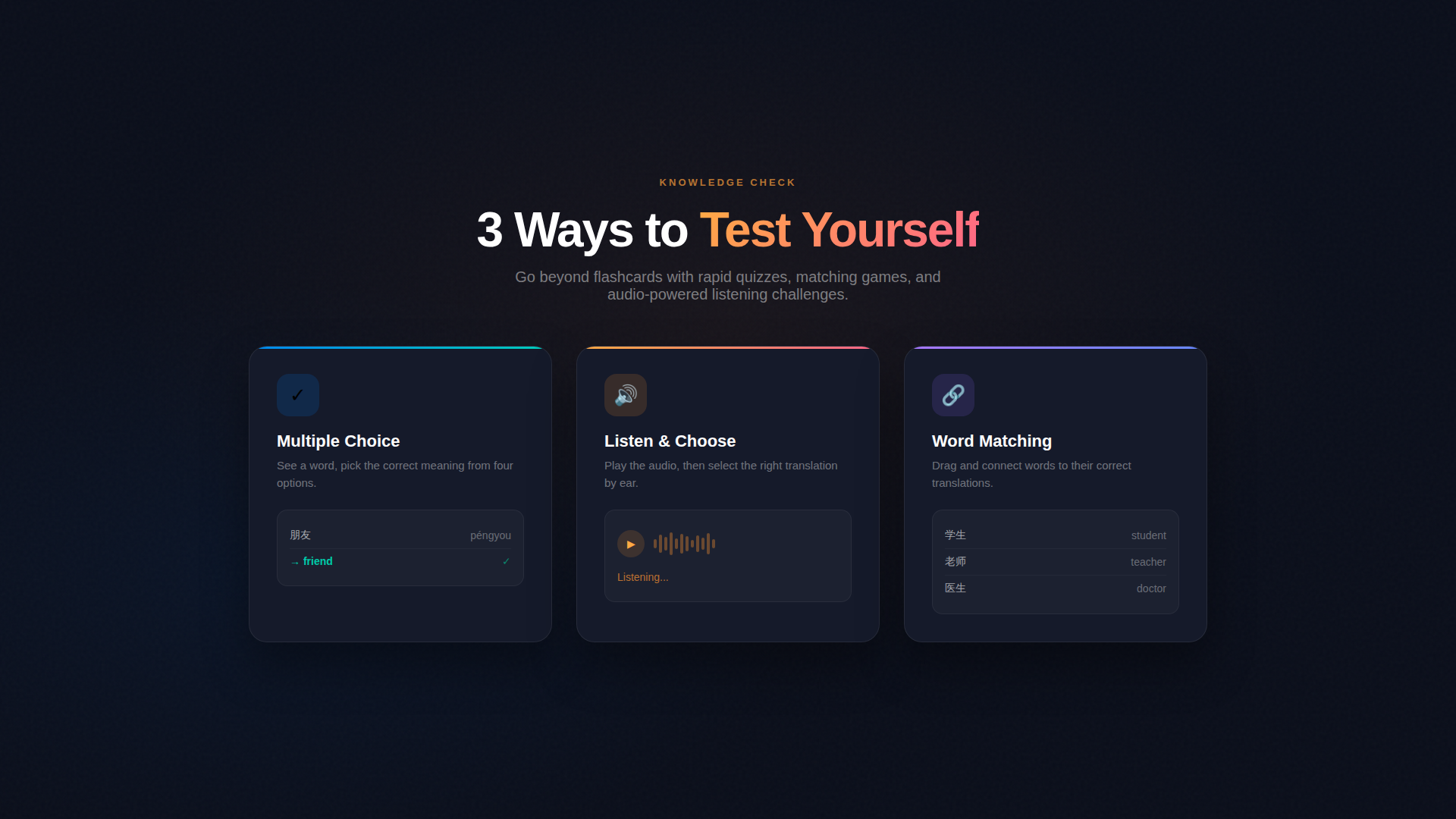 Knowledge check modes