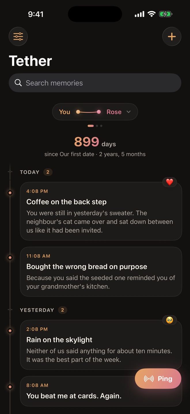 The timeline in dark mode.